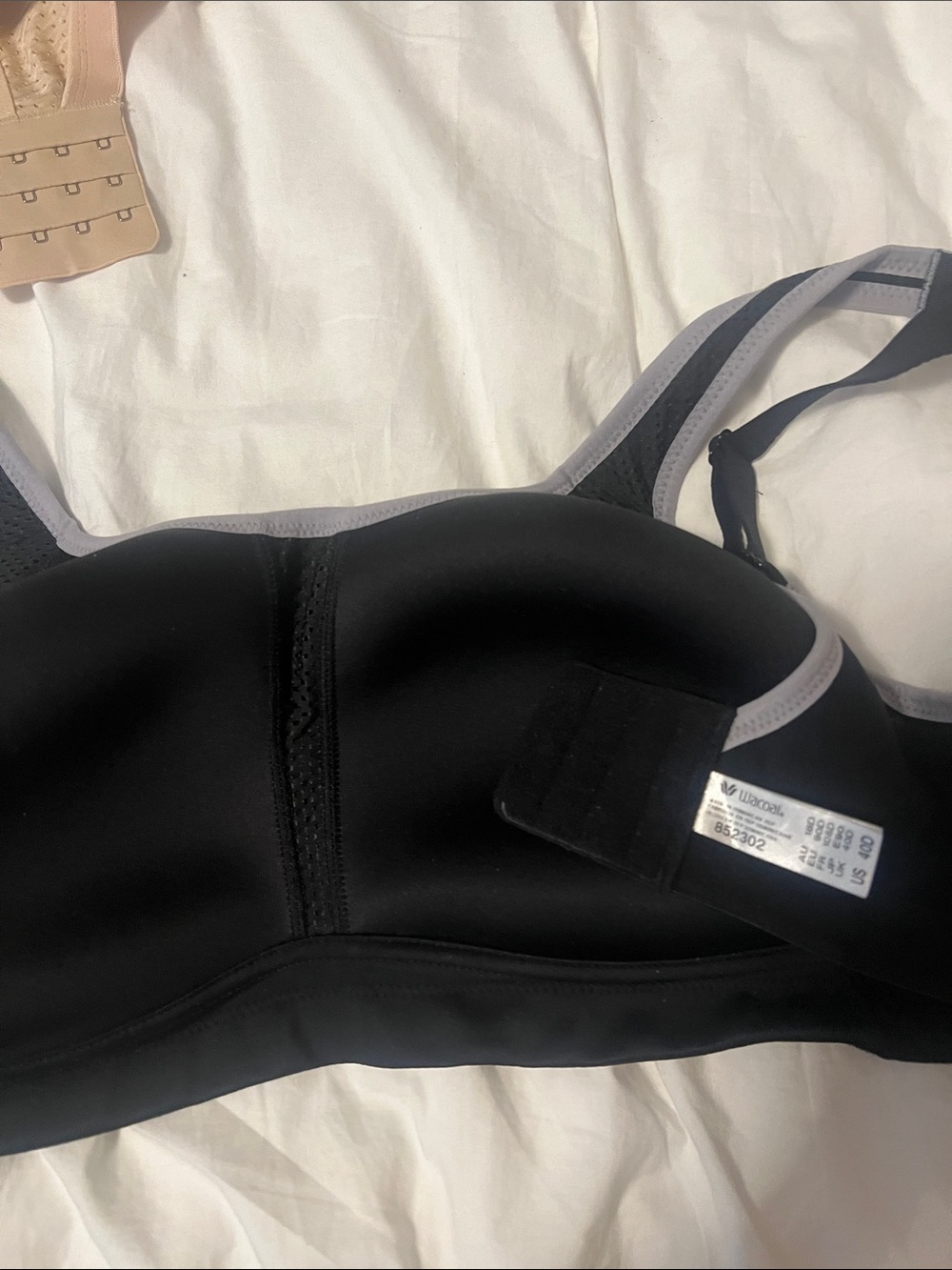 Black Padded Wacoal Sports Bra with Grey Trim